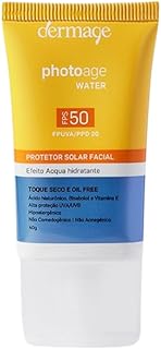 Photoage Water, Protetor Solar Incolor com FPS50 e PPD20, Fórmula Enriquecida com Hialuronato de Sódio e Tecnologia Double UV Protect, 40g