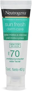 Neutrogena Sun Fresh Protetor Solar Facial Derm Care, Pele Oleosa, Sem Cor, FPS 70