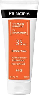 PRINCIPIA, Protetor Solar Corporal FPS 35, 15% Mix de Filtros UV + 2% Niacinamida PS-03 com 200ml