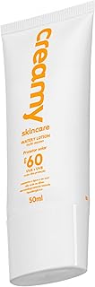 Creamy Skincare Protetor Solar 50g | FPS 60, Watery Lotion, Toque Seco, Efeito Matte